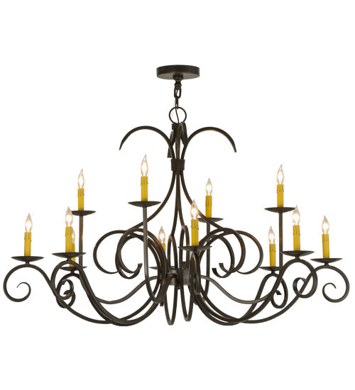 Meyda Lighting Cypress 48" 12-Light Timeless Bronze Chandelier With Ivory Faux Candlelight
