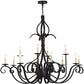 Meyda Lighting Cypress 54" 12-Light Satin Black Wrought Iron Chandelier With White Faux Candlelight