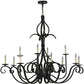 Meyda Lighting Cypress 54" 12-Light Satin Black Wrought Iron Chandelier With White Faux Candlelight
