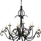 Meyda Lighting Cypress 54" 12-Light Satin Black Wrought Iron Chandelier With White Faux Candlelight