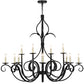 Meyda Lighting Cypress 54" 12-Light Satin Black Wrought Iron Chandelier With White Faux Candlelight