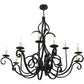 Meyda Lighting Cypress 54" 12-Light Satin Black Wrought Iron Chandelier With White Faux Candlelight