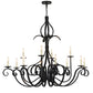 Meyda Lighting Cypress 54" 12-Light Satin Black Wrought Iron Chandelier With White Faux Candlelight