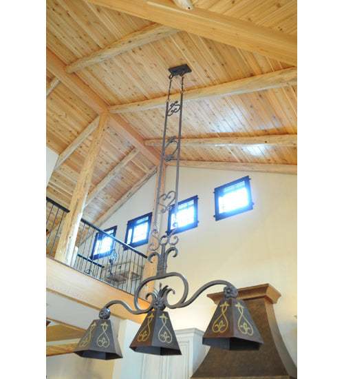 Meyda Lighting DaCapa 64" 3-Light Island Pendant Light With Chocolate Shade Glass