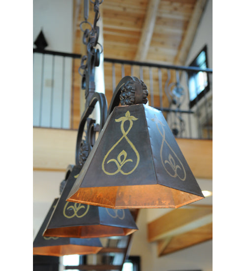 Meyda Lighting DaCapa 64" 3-Light Island Pendant Light With Chocolate Shade Glass