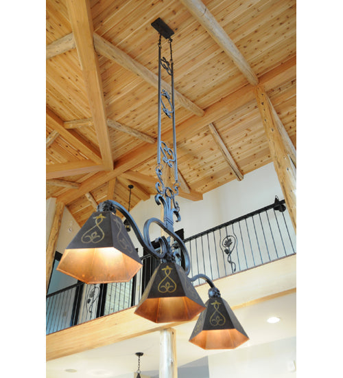 Meyda Lighting DaCapa 64" 3-Light Island Pendant Light With Chocolate Shade Glass