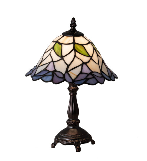 Meyda Lighting Daffodil 13" Mahogany Bronze Table Lamp With Multi-Colored Shade Glass