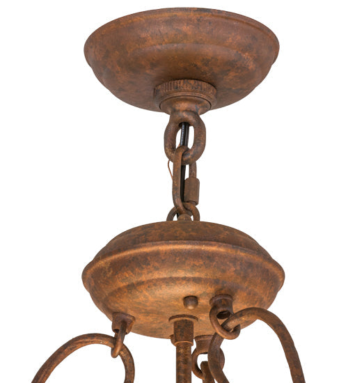 Meyda Lighting Daffodil 26" 4-Light Rust Inverted Pendant Light With Amber Quartz Idalight Shade