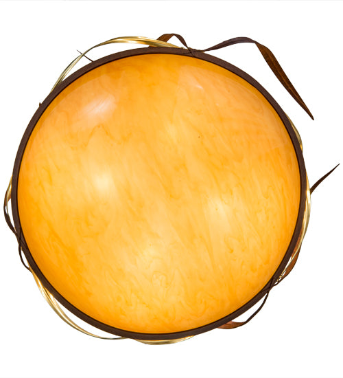 Meyda Lighting Daffodil 26" 4-Light Rust Inverted Pendant Light With Amber Quartz Idalight Shade