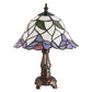 Meyda Lighting Daffodil Bell 12" Mahogany Bronze Mini Table Lamp With Multi-Colored Shade Glass