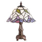 Meyda Lighting Daffodil Bell 12" Mahogany Bronze Mini Table Lamp With Multi-Colored Shade Glass