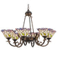 Meyda Lighting Daffodil Bell 33" 6-Light Mahogany Bronze Chandelier With Multi-Colored Shade Glass