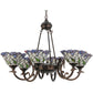 Meyda Lighting Daffodil Bell 33" 6-Light Mahogany Bronze Chandelier With Multi-Colored Shade Glass