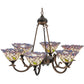 Meyda Lighting Daffodil Bell 33" 6-Light Mahogany Bronze Chandelier With Multi-Colored Shade Glass