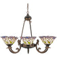 Meyda Lighting Daffodil Bell 33" 6-Light Mahogany Bronze Chandelier With Multi-Colored Shade Glass