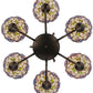 Meyda Lighting Daffodil Bell 33" 6-Light Mahogany Bronze Chandelier With Multi-Colored Shade Glass