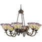 Meyda Lighting Daffodil Bell 33" 6-Light Mahogany Bronze Chandelier With Multi-Colored Shade Glass