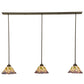 Meyda Lighting Daffodil Bell 50" 3-Light Timeless Bronze Island Pendant Light With Multi-Colored Shade Glass