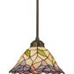 Meyda Lighting Daffodil Bell 50" 3-Light Timeless Bronze Island Pendant Light With Multi-Colored Shade Glass