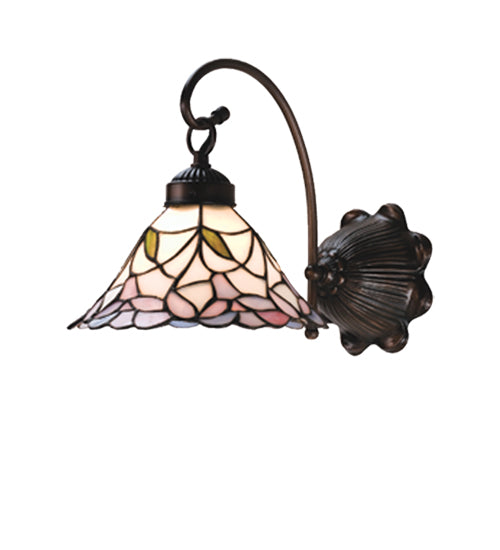 Meyda Lighting Daffodil Bell 9" Mahogany Bronze Wall Sconce With Multi-Colored Shade Glass