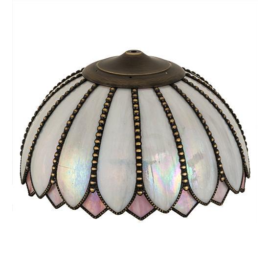 Meyda Lighting Daisy 16" White & Pink Shade Glass
