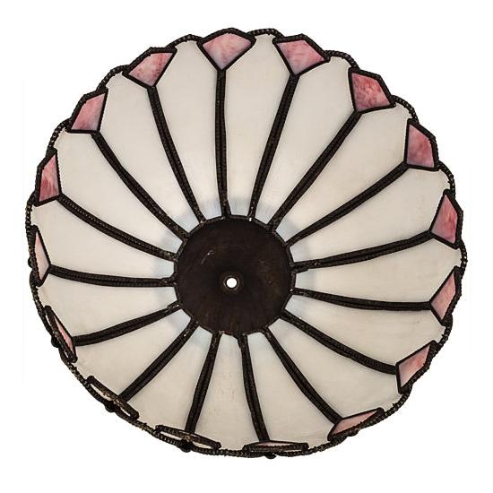 Meyda Lighting Daisy 16" White & Pink Shade Glass