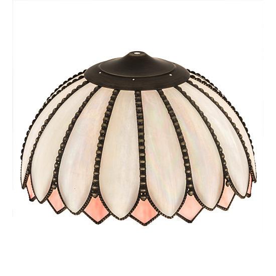 Meyda Lighting Daisy 16" White & Pink Shade Glass