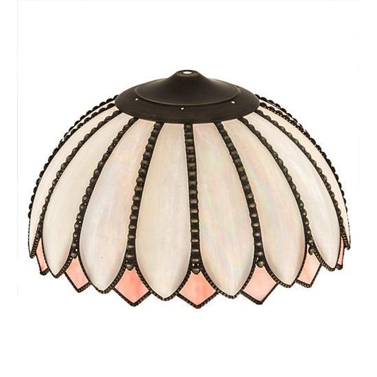 Meyda Lighting Daisy 16" White & Pink Shade Glass
