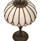 Meyda Lighting Daisy 24 Craftsman Brown Table Lamp With White & Pink Iridescent Art Shade Glass