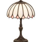 Meyda Lighting Daisy 24 Craftsman Brown Table Lamp With White & Pink Iridescent Art Shade Glass