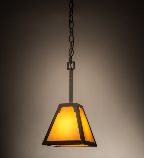 Meyda Lighting Dalton 10" Copper Rust Pendant Light With Beige Tawnyrock Idalight Shade Glass