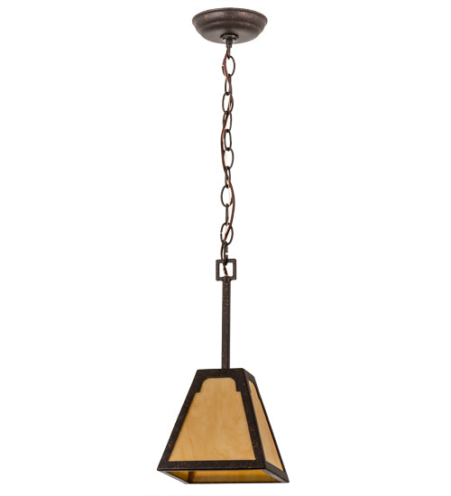 Meyda Lighting Dalton 10" Copper Rust Pendant Light With Beige Tawnyrock Idalight Shade Glass