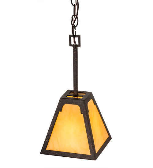 Meyda Lighting Dalton 10" Copper Rust Pendant Light With Beige Tawnyrock Idalight Shade Glass