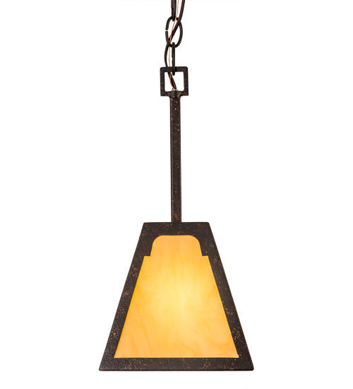 Meyda Lighting Dalton 10" Copper Rust Pendant Light With Beige Tawnyrock Idalight Shade Glass