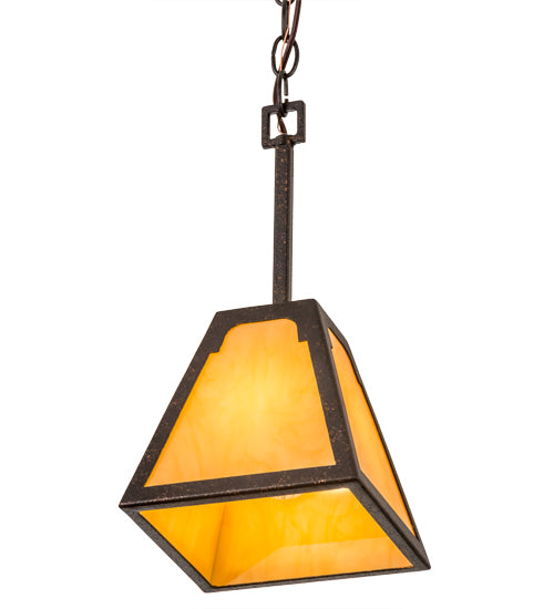 Meyda Lighting Dalton 10" Copper Rust Pendant Light With Beige Tawnyrock Idalight Shade Glass
