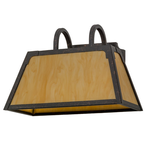 Meyda Lighting Dalton 14" 2-Light Copper Rust Wall Sconce With Amber Tawnyrock Idalight Shade Glass