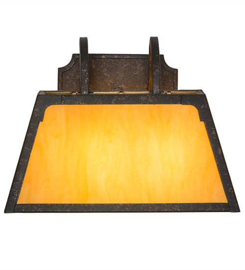 Meyda Lighting Dalton 14" 2-Light Copper Rust Wall Sconce With Amber Tawnyrock Idalight Shade Glass