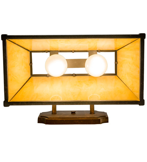 Meyda Lighting Dalton 14" 2-Light Copper Rust Wall Sconce With Amber Tawnyrock Idalight Shade Glass