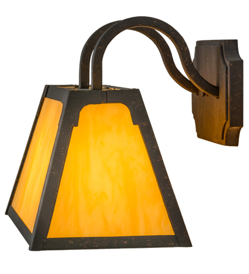 Meyda Lighting Dalton 14" 2-Light Copper Rust Wall Sconce With Amber Tawnyrock Idalight Shade Glass