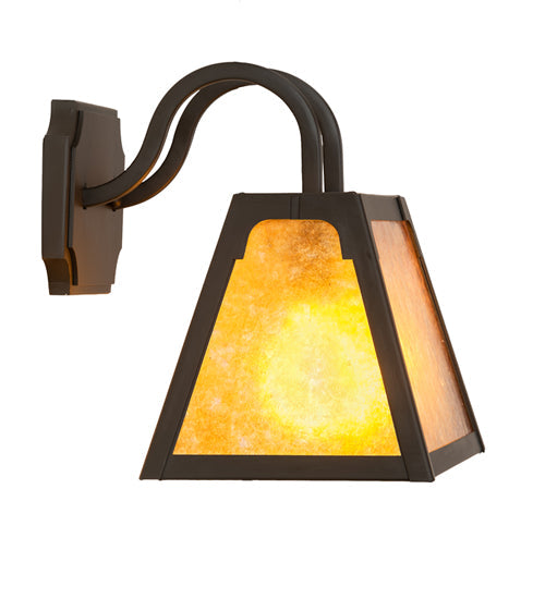 Meyda Lighting Dalton 14" Oil Rubbed Bronze Wall Sconce With Amber Mica Shade Glass