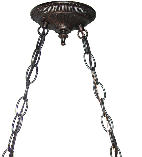 Meyda Lighting Dana House 39" 6-Light Mahogany Bronze Island Pendant Light With Multi-Colored Shade Glass