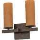 Meyda Lighting Dante 12" 2-Light Gilded Tobacco Wall Sconce With Amber Quartz Idalight Shade Glass