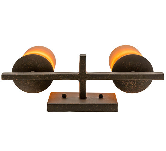 Meyda Lighting Dante 12" 2-Light Gilded Tobacco Wall Sconce With Amber Quartz Idalight Shade Glass