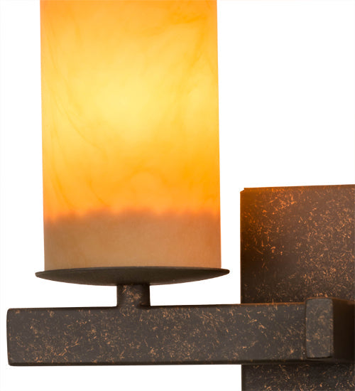 Meyda Lighting Dante 12" 2-Light Gilded Tobacco Wall Sconce With Amber Quartz Idalight Shade Glass