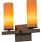 Meyda Lighting Dante 12" 2-Light Gilded Tobacco Wall Sconce With Amber Quartz Idalight Shade Glass