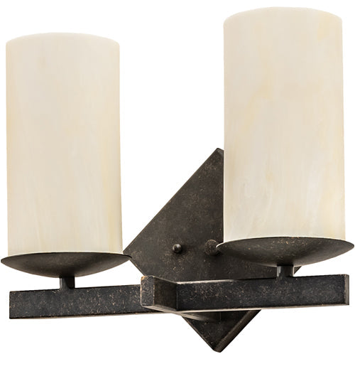 Meyda Lighting Dante 12" 2-Light Golden Bronze Wall Sconce With Creme Carrara Idalight Shade