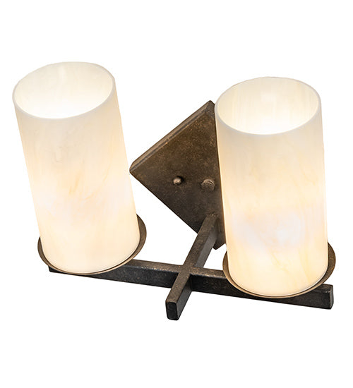 Meyda Lighting Dante 12" 2-Light Golden Bronze Wall Sconce With Creme Carrara Idalight Shade