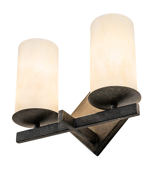 Meyda Lighting Dante 12" 2-Light Golden Bronze Wall Sconce With Creme Carrara Idalight Shade