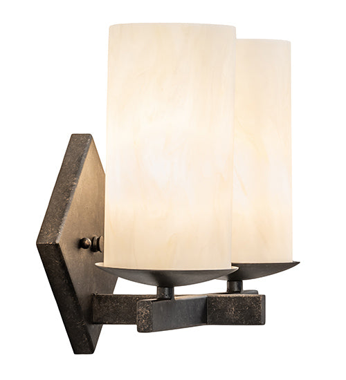 Meyda Lighting Dante 12" 2-Light Golden Bronze Wall Sconce With Creme Carrara Idalight Shade