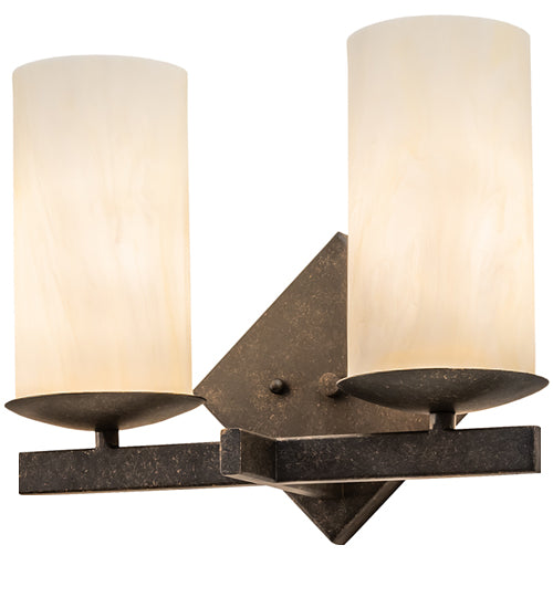 Meyda Lighting Dante 12" 2-Light Golden Bronze Wall Sconce With Creme Carrara Idalight Shade